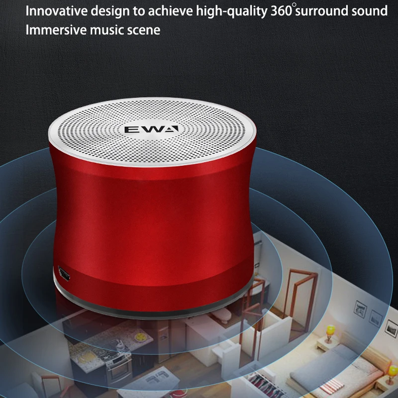 Ewa a109 alto-falantes de metal à prova dwireless água portátil sem fio bluetooth conectar 3d surround subwoofer cartão jogar alto-falante caixa de som