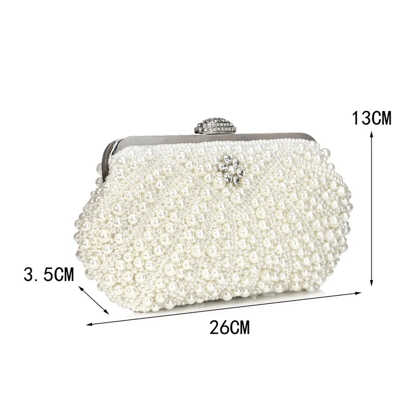 SEKUSA Beded women evening bags diamonds shell lady small day clutches party dinner wedding bridal hollow pearl handbags purse