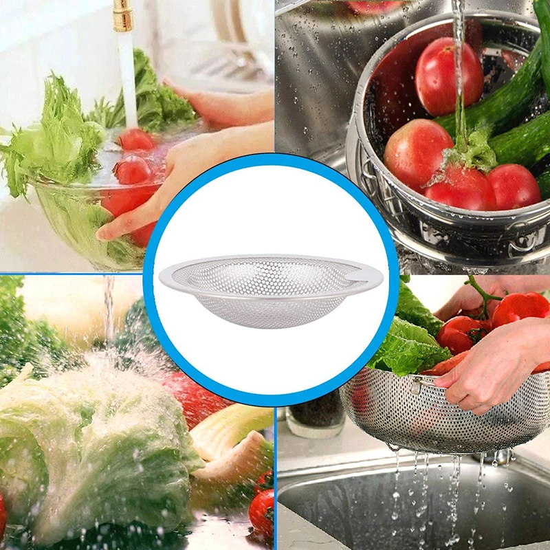 Kitchen Stainless Steel Mesh Sink Strainer Drain Hole Filter Food Slag Trap Filter Cleaner Bathroom Hair Catcher Stopper Plugs