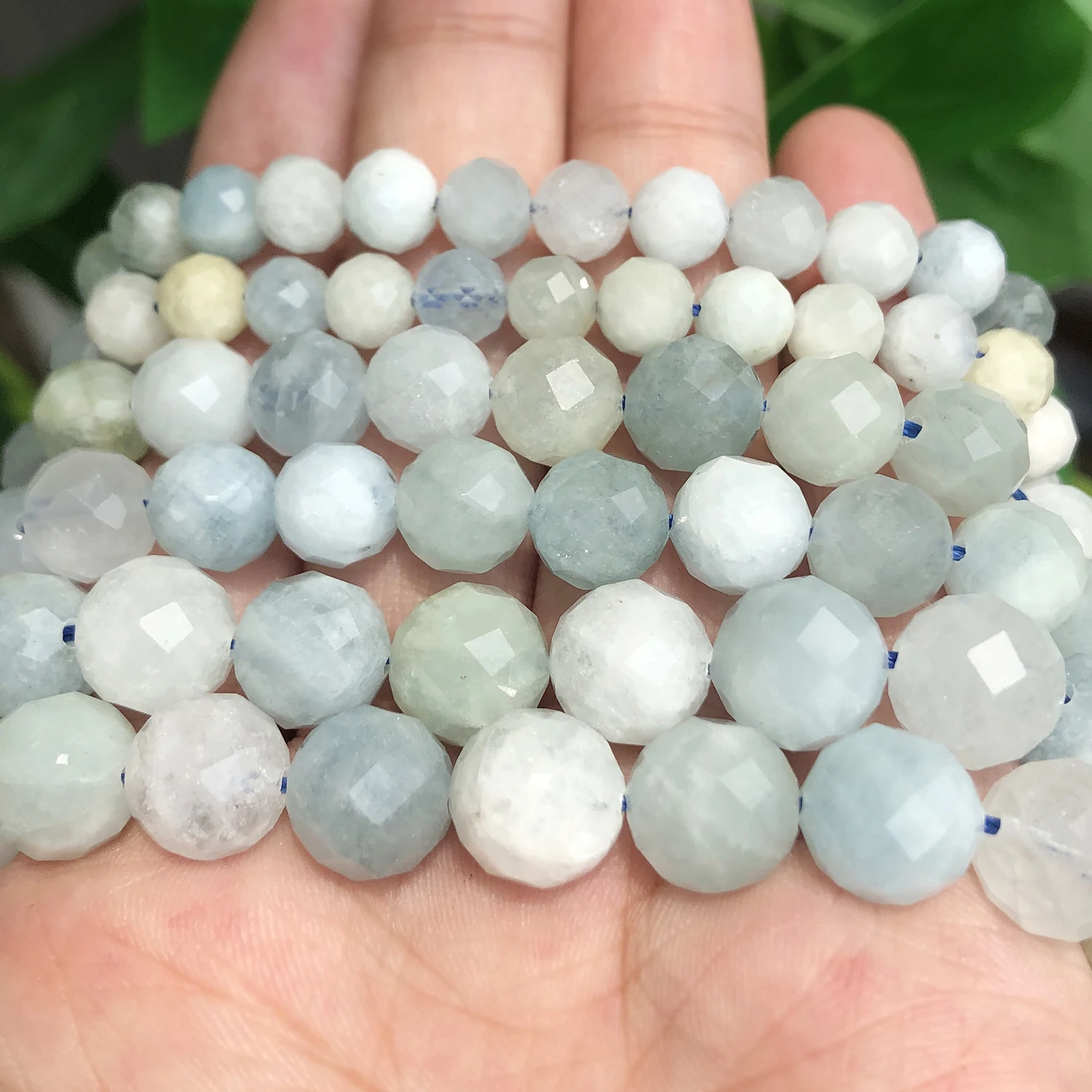 Natural Stones Faceted Aquamarines Beads Round Loose Spacer Beads for Jewelry Making DIY Handmade Bracelet Necklace 6 8 10mm