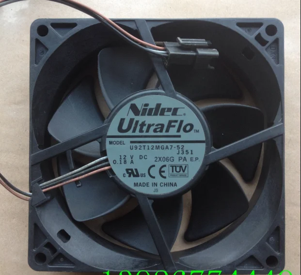 

Nidec U92T12MGA7-52 DC 12V 0.18A 90x90x25mm 3-wire Server Cooling Fan