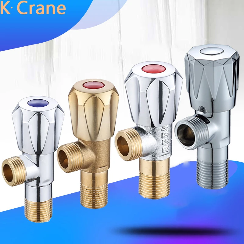 Toilet Flush Valve Bathroom Wall Mount Brass Water Stop Kitchen Sink Faucet Hot Cold Mixer Angel Valves WC Tank Filling Diverter