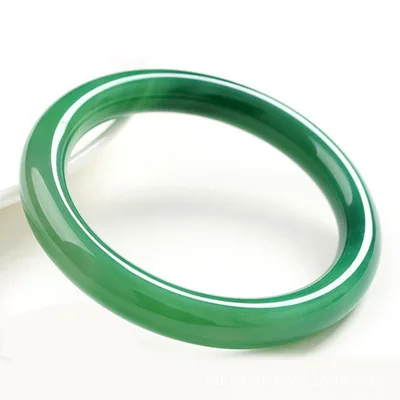 Natural Green Chalcedony Round Bracelet Agate Jade Grass Ice Kind Exquisite Fine Bangle Jewelry Decoration Crafts Accessories