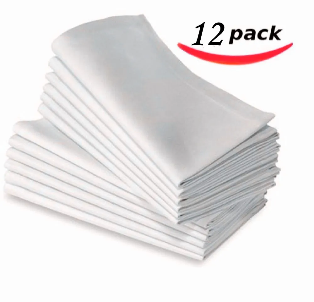 12PC  45x45cm RESTAURANT DINNER CLOTH LINEN WHITE 45x45cm PREMIUM HOTEL NEW NAPKINS