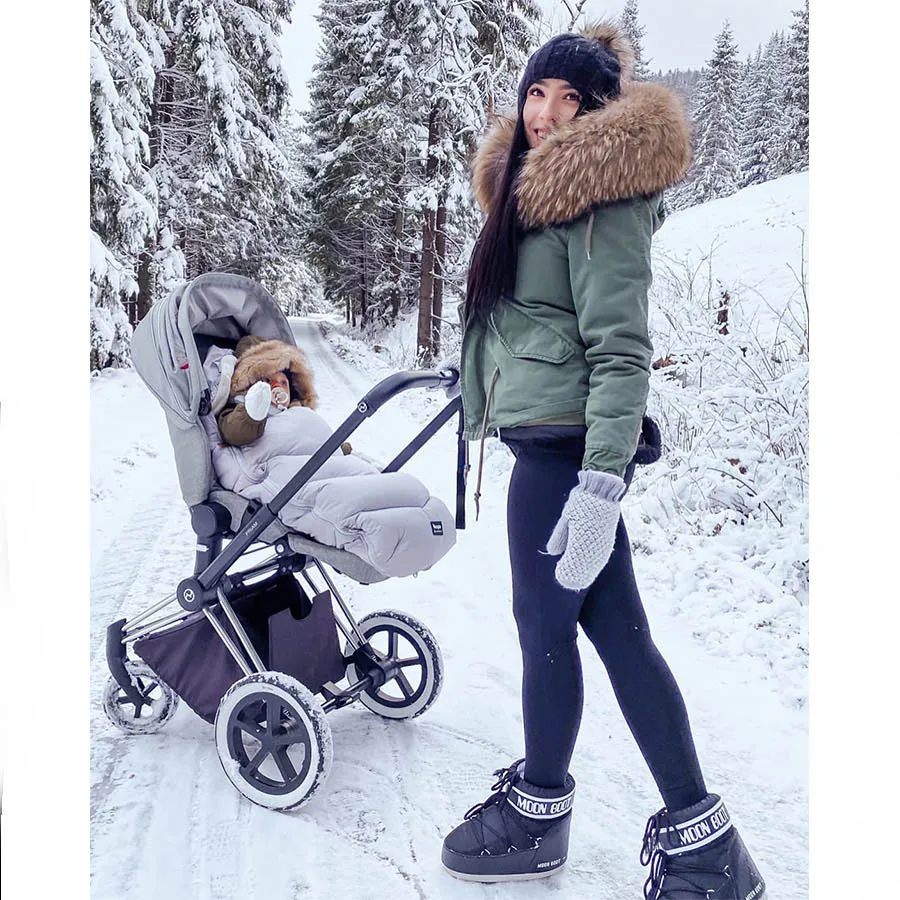 Maomaokong-abrigo de piel de zorro y mapache 100% natural para mujer, parkas negras de algodón con forro de piel sintética, chaqueta de invierno