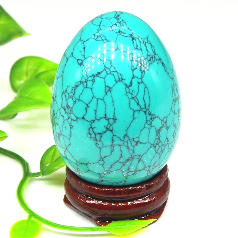 

35x50MM Green Turquoise Egg Shaped Gemstones Natural Healing Crystals And Stones Reiki Statue Table Decoration Crafts Home Decor