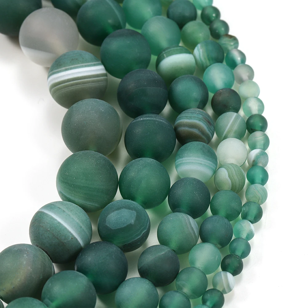 1strand Matte Natural Stone Beads Green Stripes Agates Stone Beads  Polish Stripe Carnelian Spacer Loose Bead For Jewelry Making