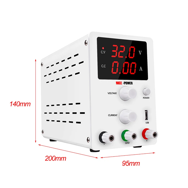 Nice-power LAB Digital Bench Regulated Switching DC Power Supply 30V 10A 5A USB Adjustable Laboratory Power Source Regulator