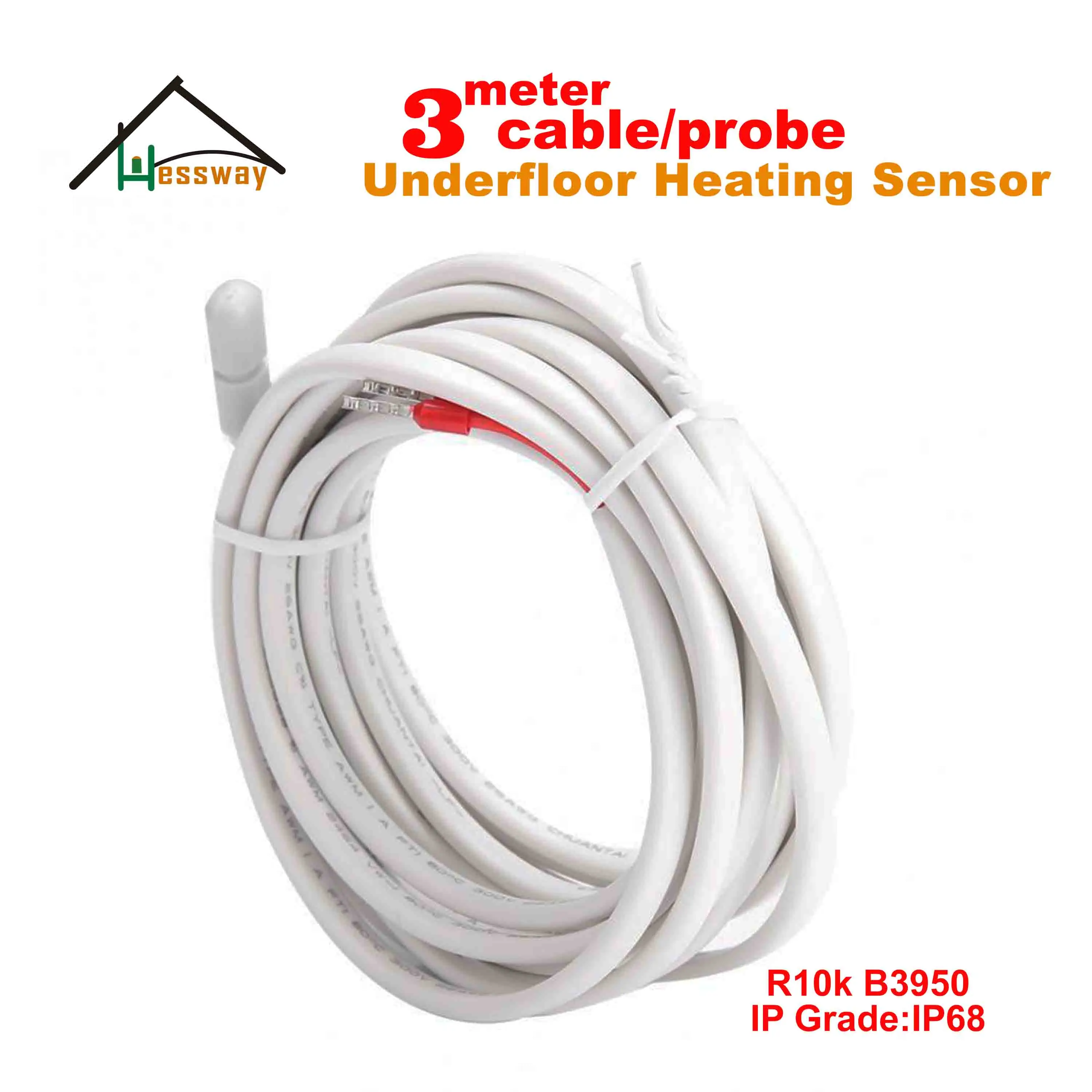 White  Length 3M IP68 thermocouple temperature control sensor probe for thermostat NTC 10k 3950