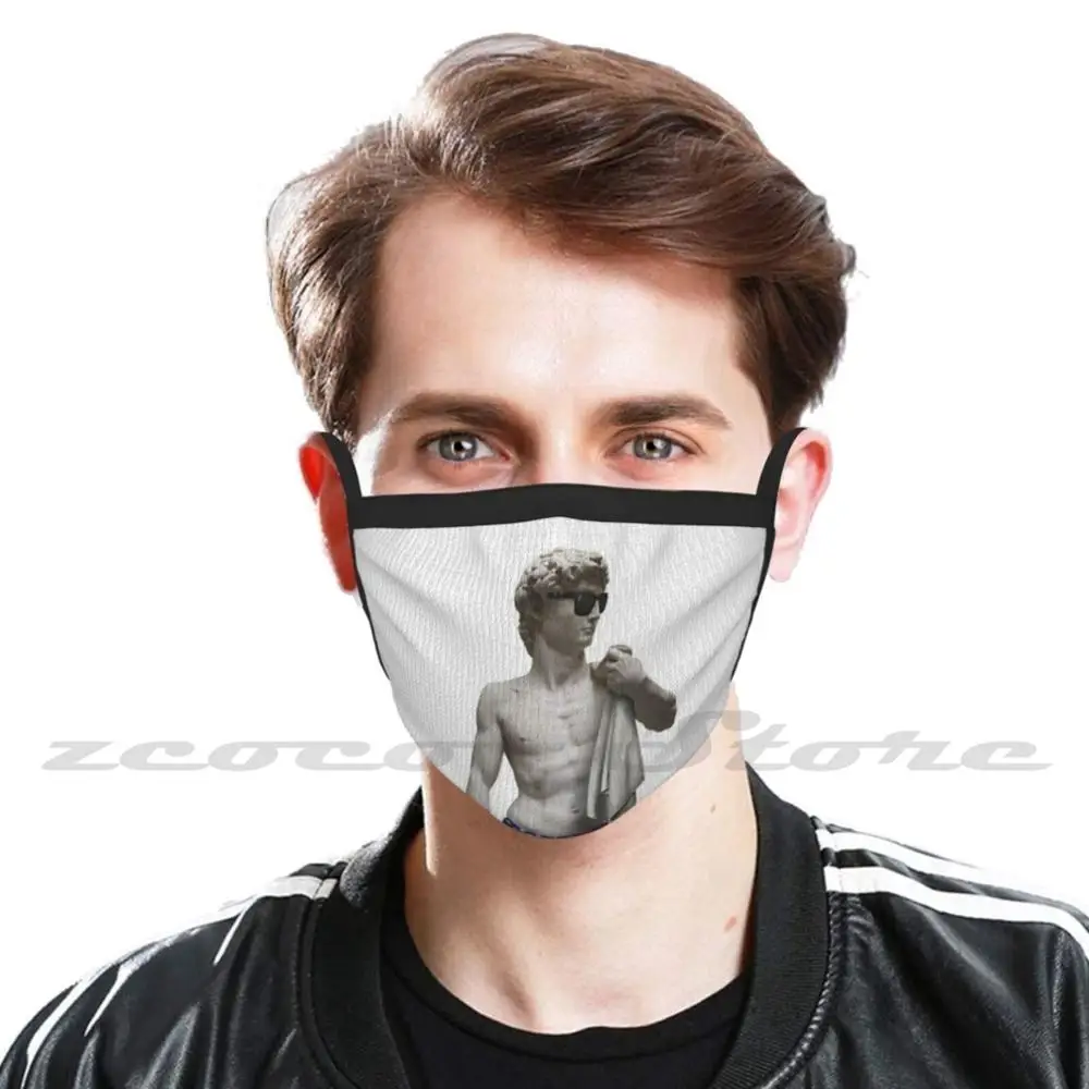 Beach Time , David! ( Usa ) Mask Diy Washable Filter Pm2.5 Mouth Trending David Michelangelo Beach Summer Statue Funny Usa Flag