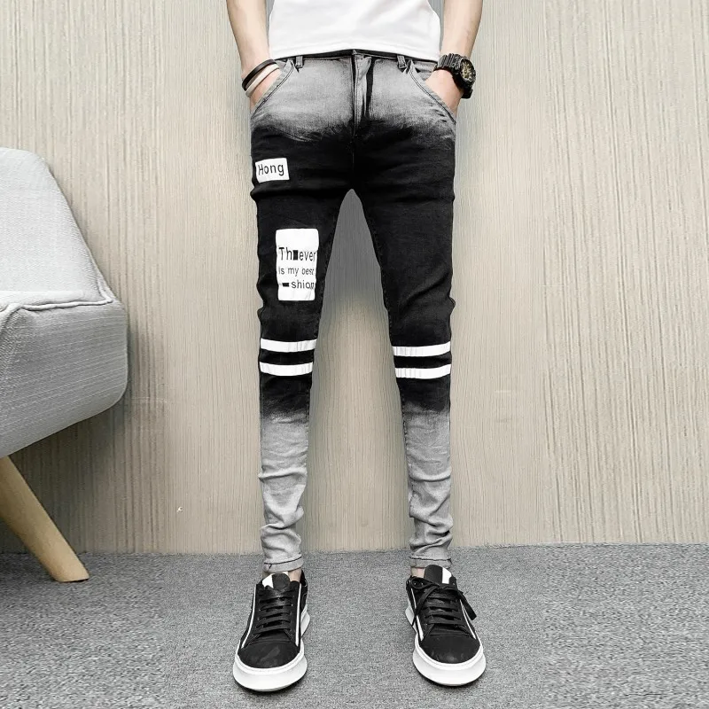 Jeans Spring Skinny Men Slim Fit Casual Denim Men Pants Hot Sale Fashion Hip Hop Gradient Harem Pants Men Jeans Homme Clothes