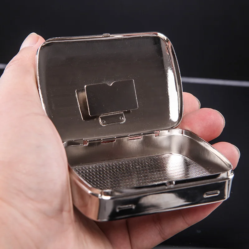 1pcs Silver Tobacco Box Case Humidor Storage For 70mm Rolling Paper Container and Rolling Cigarette c003