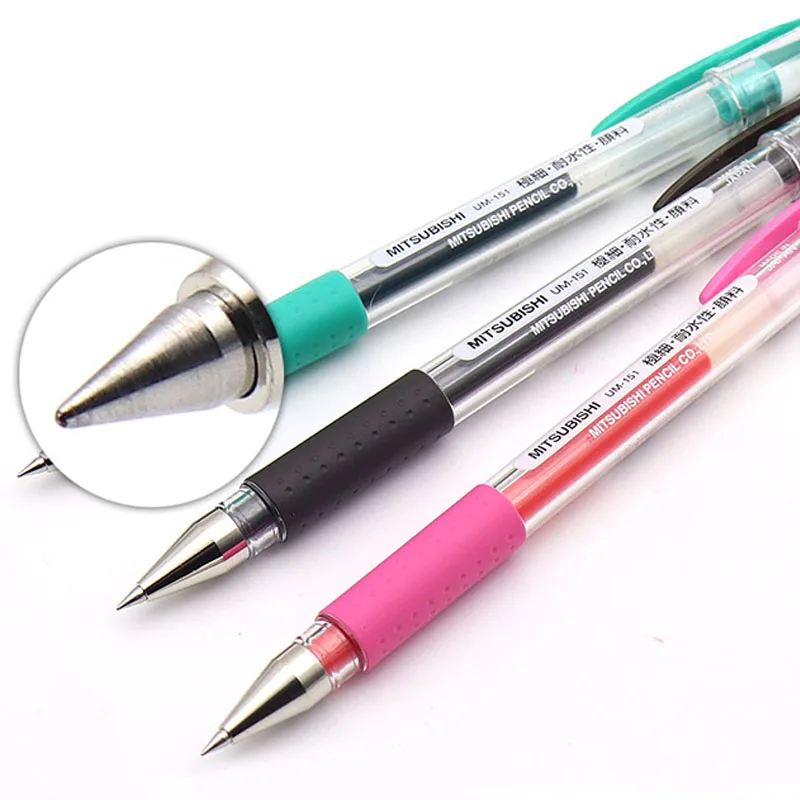 10pcs/lot Uni UM-151 Color Gel Pen 0.38mm Bullet Student Writing Office Signature Pen 20 Colors Complete