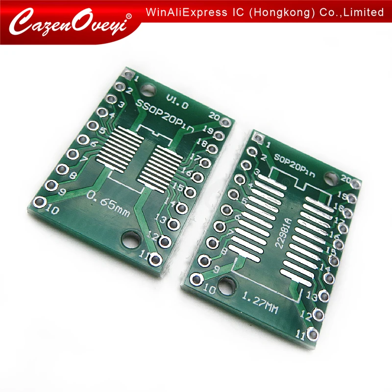 Placa de transferencia de PCB, adaptador de paso de placa DIP Pin, en Stock, TSSOP20, SSOP20, SOP20 a DIP20, 10 unidades por lote