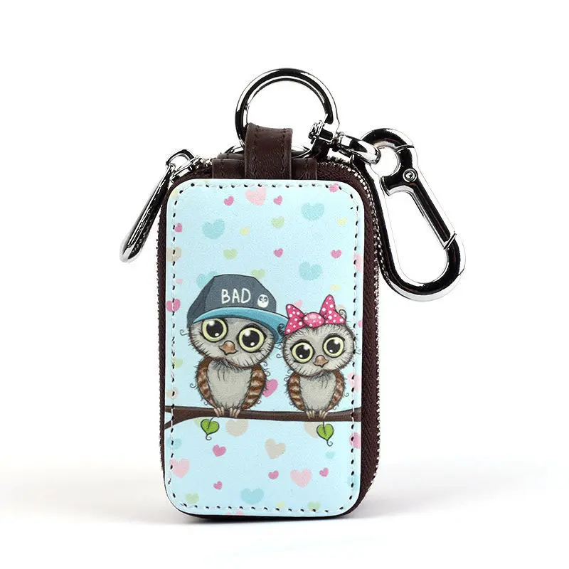 Cartoon key case cute keychain car key case for women large capacity household key case universal car key double zipper key bag