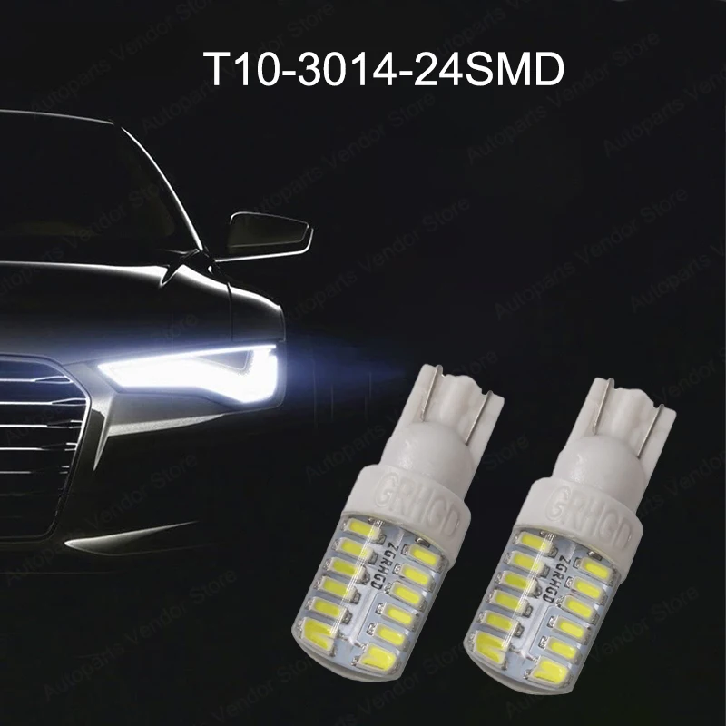 

10 шт., автомобисветодиодный светодиодные лампы T10 Silcone 3014 24SMD