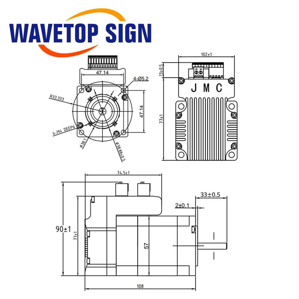 WaveTopSign 미니 서보 모터 및 드라이버, Nema 23 통합 AC 서보 모터, 100W, 0.29N.m, 3000RPM, 3.5A, 36VDC 샤프트, 직경 8mm, 57x76mm