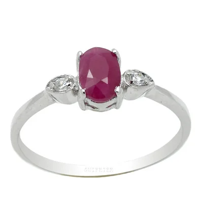 

100% Natural Ruby Silver Ring for Daily Wear 4mm*6mm Translucent Ruby Ring for Engagement 925 Silver Ruby Jewelry