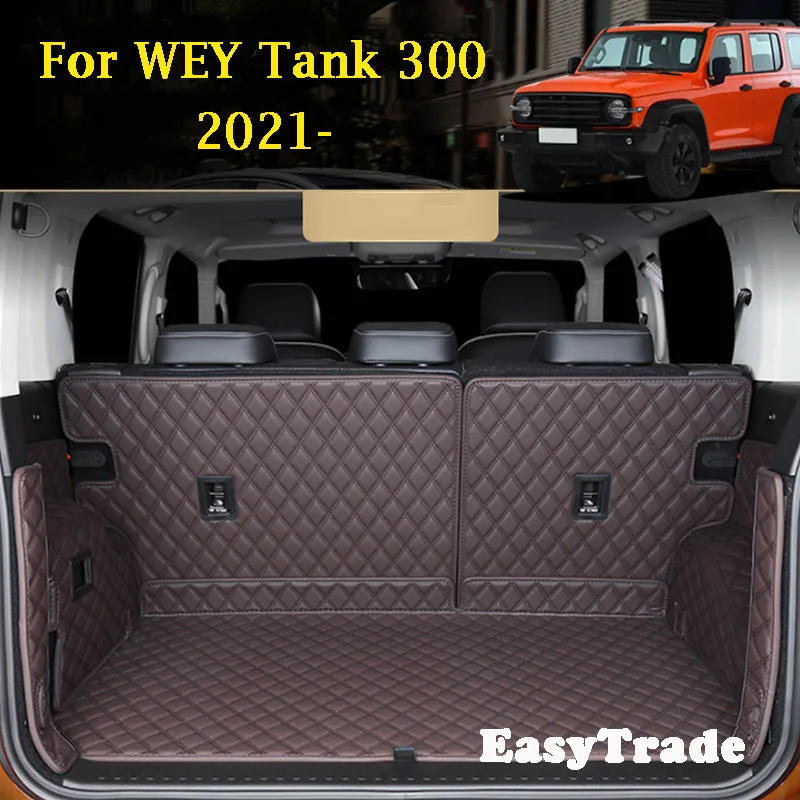 For Great Wall WEY Tank 300 2021 Leather All Inclusive Car Trunk Mats Protector Auto Tail Box Cover Pad Interior Accessories