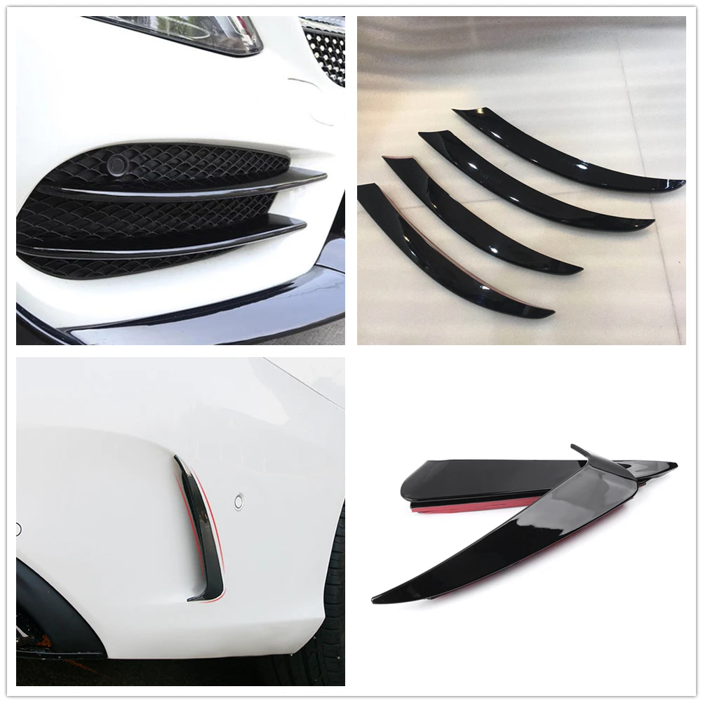 For Mercedes-Benz W205 C-Class Sport 2015-2018 Front Bumper Fog Light Intake Cover Spoiler Lip Rear Side Air Vent Trim Canards