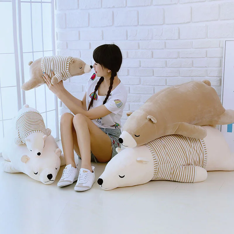 35-110CM Kawaii Dressed Polar Bear Stuffed Animals Big Size Super Soft Animal Cushion Sleeping Pillow Plush Toy Kid