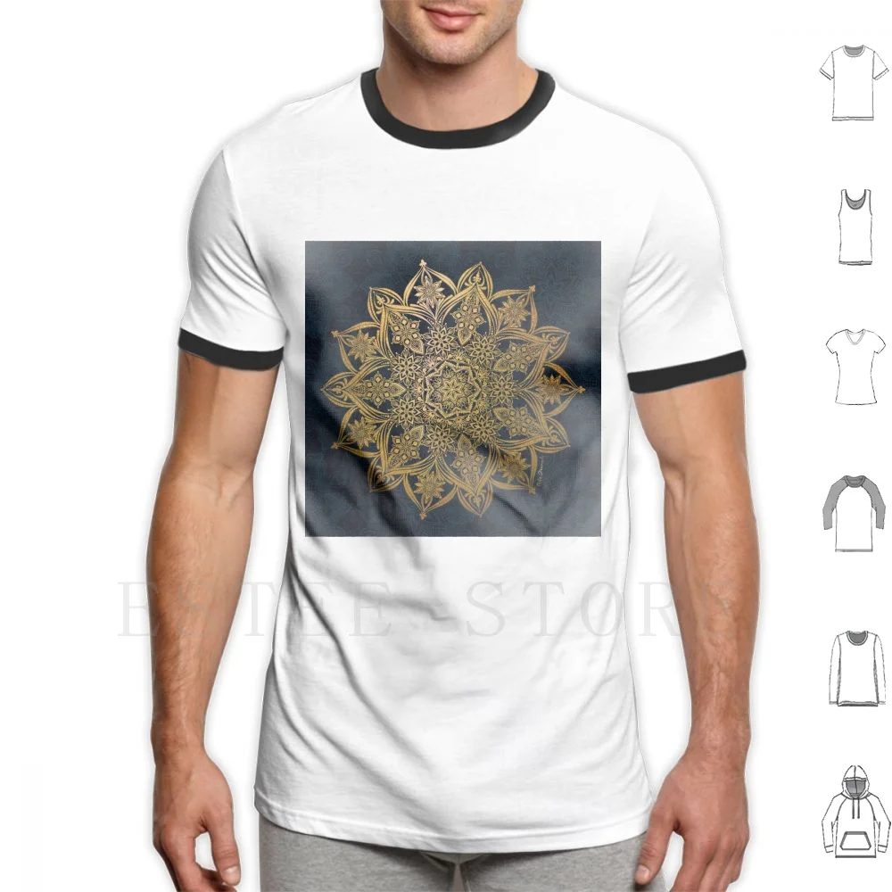 Suvarna.....the Golden Mandala T Shirt Print Cotton Mandala Lotus Gold Meditation Green Leaf Symmetry Intricate Beautiful Folk