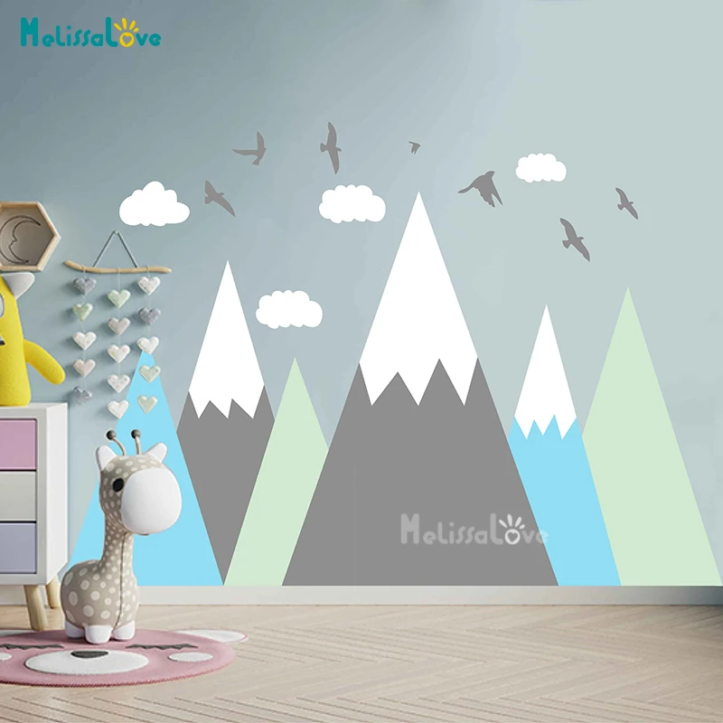 Cartoon Mountains Decal Woodland Wall Sticker Home Decor For Kids Baby Room Princess Room Nursery Decoration BA976