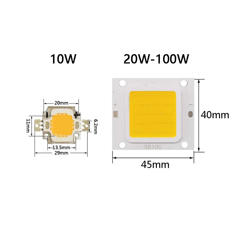 100W 50W 30W 20W 10W DC 9-12V 30-36V COB LED Chip Integrated Matrix Diode Beads DIY Floodlight Spotlight High Power Cool White