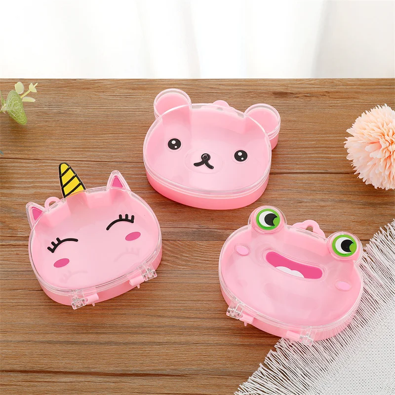 1pc Cute Cartoon Plastic Jewelry Storage Box For Ring Earring Necklace Ornaments Carrying Case Animal Shape Child Accessory Boxs