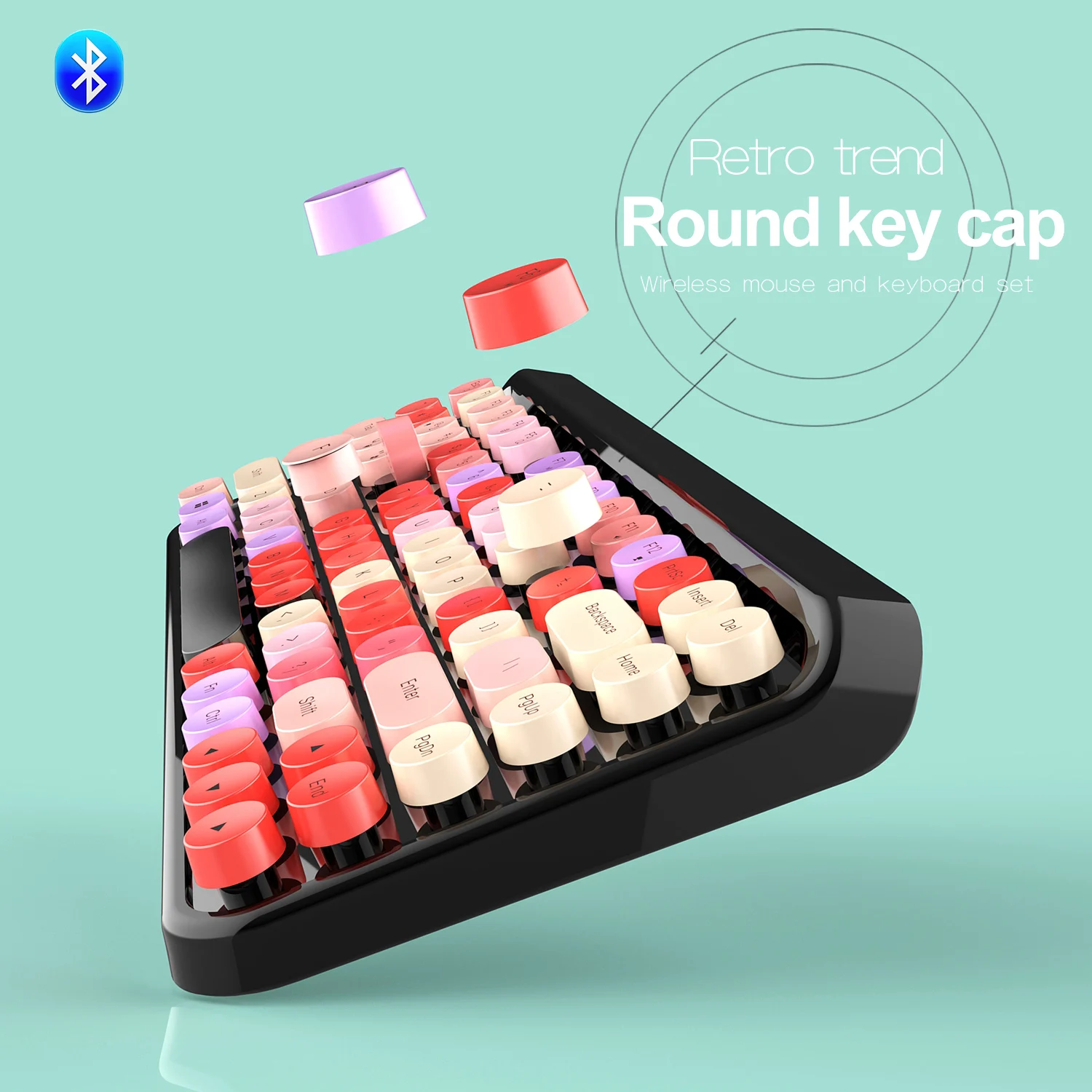Мини-клавиатура Bluetooth-клавиатура для планшетных мобильных телефонов, компьютерные аксессуары, красочные 84 клавиши, клавиатура для iPad, аксессуары для ноутбуков