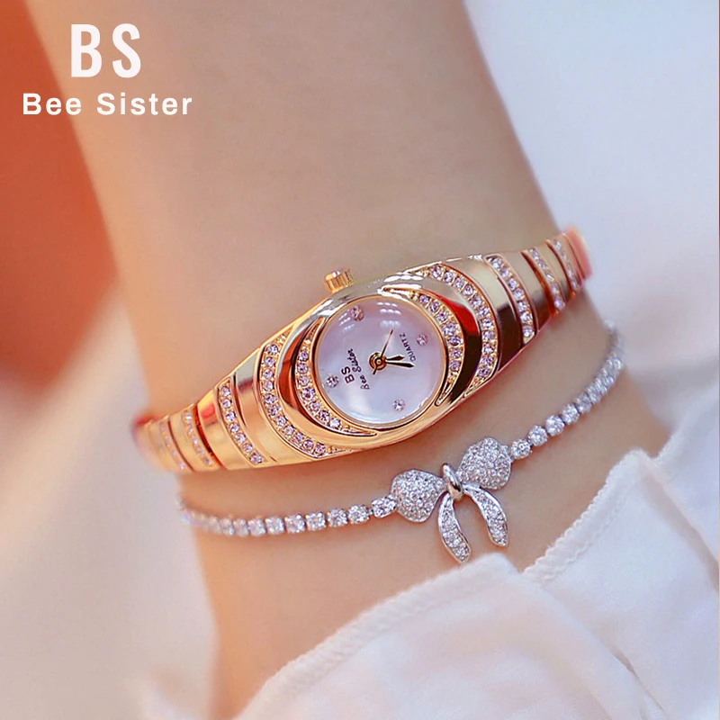 Relojes de marca de lujo para mujer, pulsera de cuarzo con esfera pequeña, diamantes de imitación, oro rosa, 2023