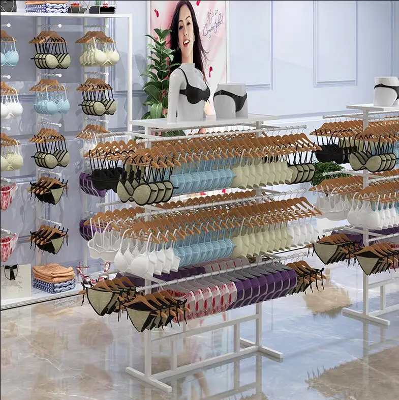 Underwear shop shelf metal underwear display shelf simple floor display shelf bra oval double-sided shelf