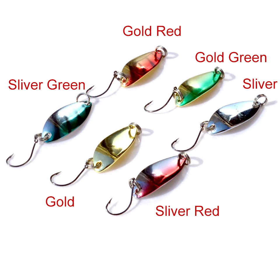 10 sztuk/6 sztuk miedzi przynęta na łyżkę 2.5G 32mm Metal Fishing Lure z pojedynczy haczyk twarda przynęta przynęty Spinner zima lodu połowów