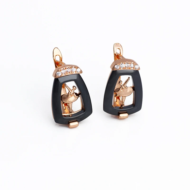 New Fashion Black Ceramic Ballet Dancer Earring With AAA Zircon For Women of Gift Trendy Jewelry Cute Accessories 2022 FS Brand