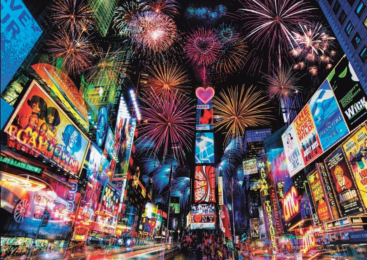 new York night street time Square Fireworks background High quality Computer print scenic backdrop