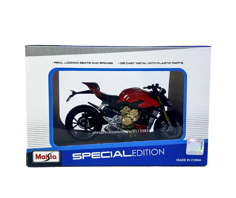 Maisto-réplica de motocicleta Ducati Super Naked V4 S, escala 1:18, con detalles auténticos, modelo de motocicleta de colección, juguete de regalo