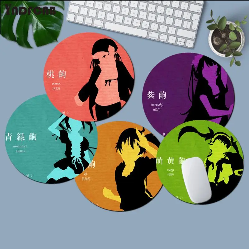 YNDFCNB Custom Skin Bakemonogatari Silicone round mouse Pad to Mouse Game gaming Mousepad Rug For PC Laptop Notebook