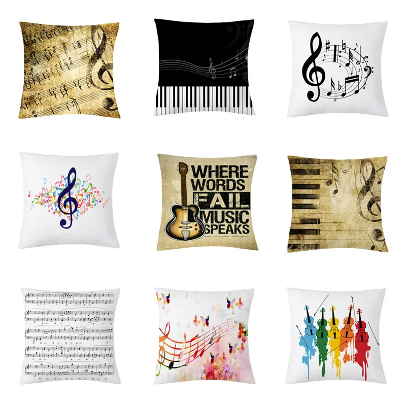 

Retro Music Notes Cushion Cover Creative Musical Note Printing Throw Pillow Case Cushion Cover Party Home Decoration Pillowcase