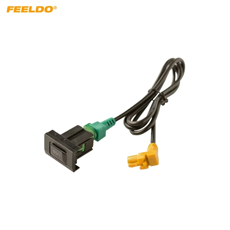 

FEELDO Car USB Data Adapter Switch Button Cable wiring Harness For Volkswagen Audi Skoda USB Cable Audio Adapter