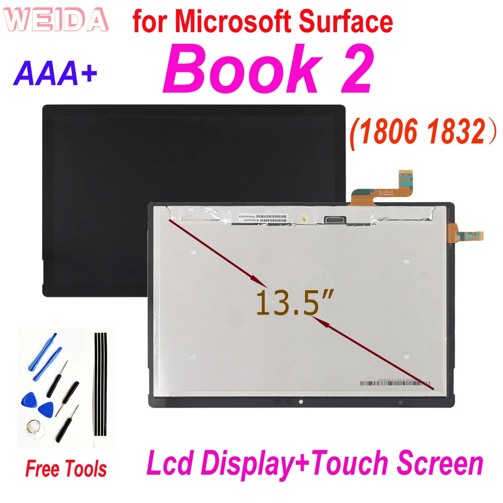 

13.5" AAA Quality LCD Replacement for Microsoft Surface Book2 1806 1832 LCD Display Touch Screen Digitizer Assembly Book 2 LCD