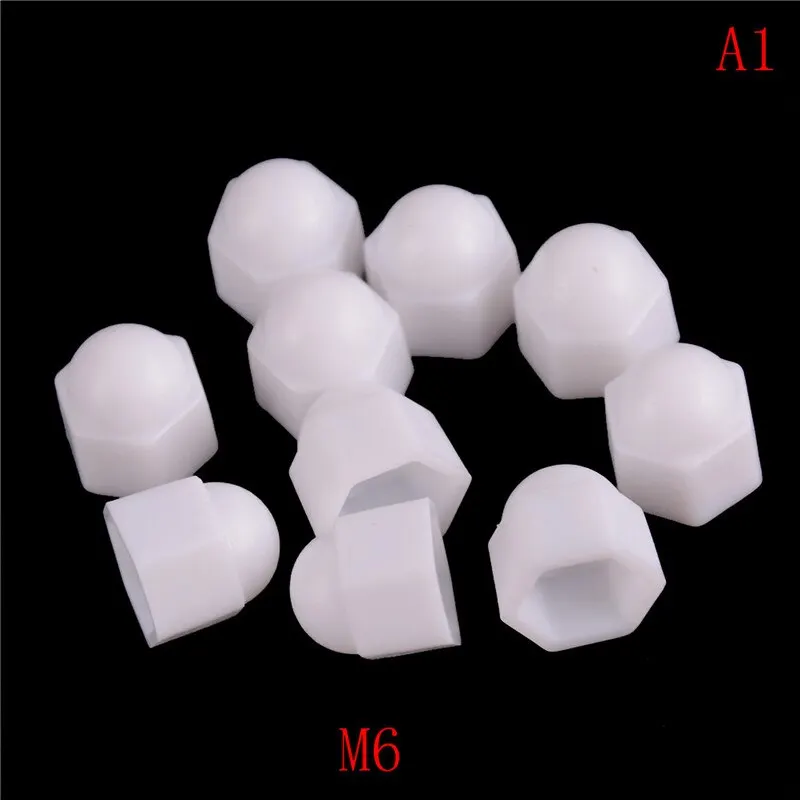 10x M6 M8 M10 M12 White Dome Bolt Nut Protection Caps Cover Hex Hexagon