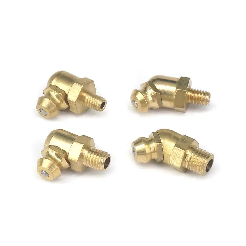 10pcs M4 M5 M6 M8 M10 M12 M14 Male 45/90 Degree Brass Grease Zerk Nipple Fitting For Grease Gun Machine Tool Accessories