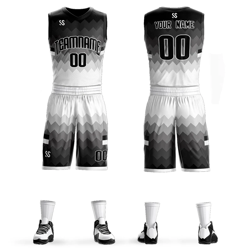 Basketball Jersey Suit Custom Design Printing Team Name Number Logo Full Sublimation Quick-Drying Basketball Shirt Set Men/Youth