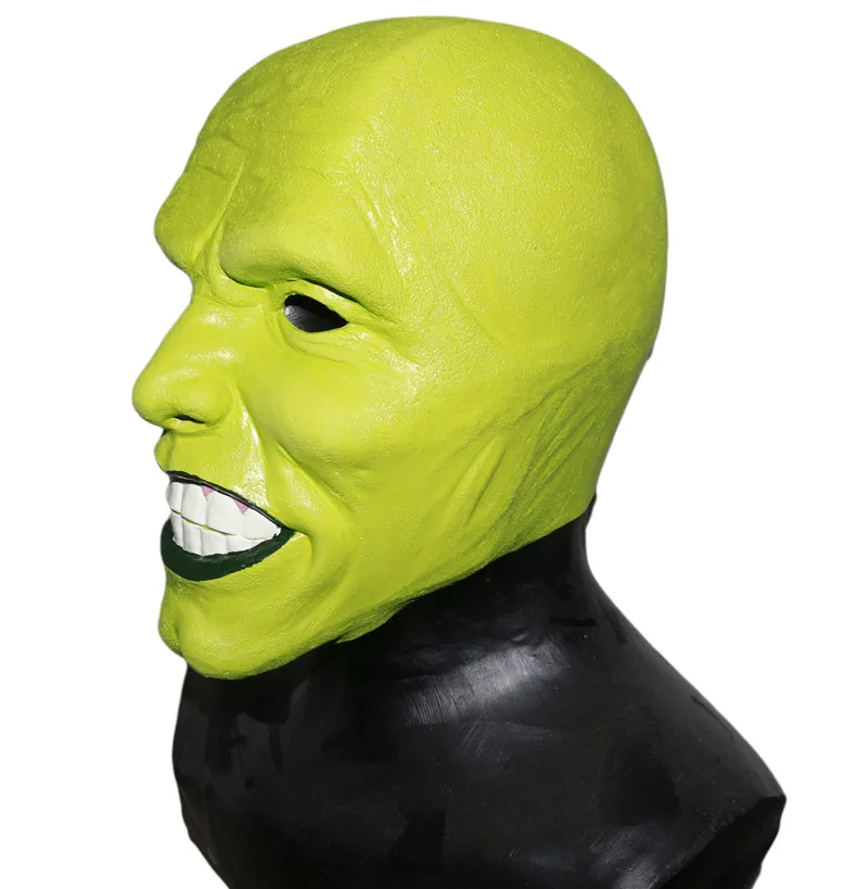 Green Latex Mask Jim Carrey Movie Fancy Dress Loki The Mask Halloween Accessory