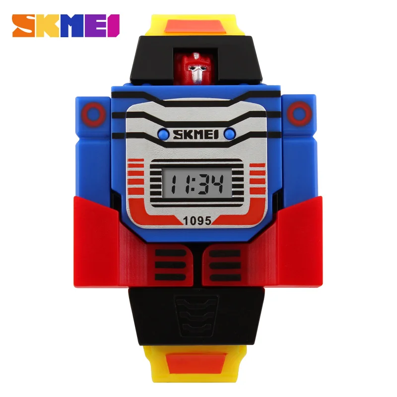 SKMEI Children Watches Creative Robot Transformation Shape Digital Watch For Boys Toy Cartoon Wristwatch 1095