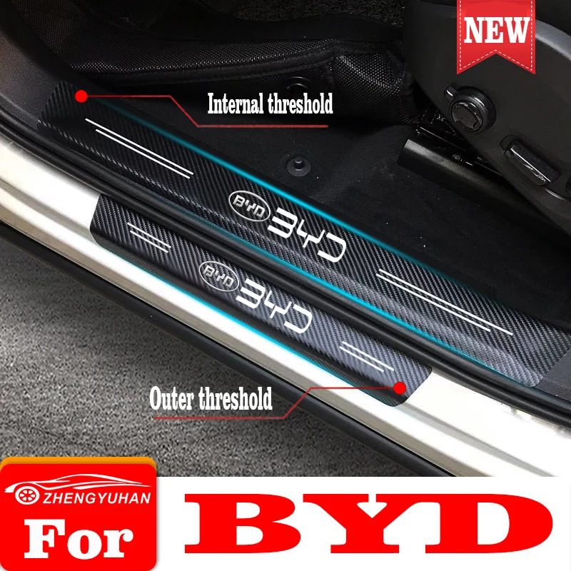 

Car Door Sill Pedals Leather Prevent Abrasion Protection Sticker Welcome Pedal Threshold Decal Vinyl Sticker For Byd Accessories