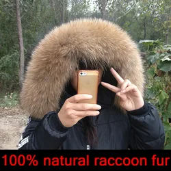 5A quality natural fur collar Winter Real Natural Raccoon Fur Collar for hat High Quality Raccoon Fur Fashion Coat Collar