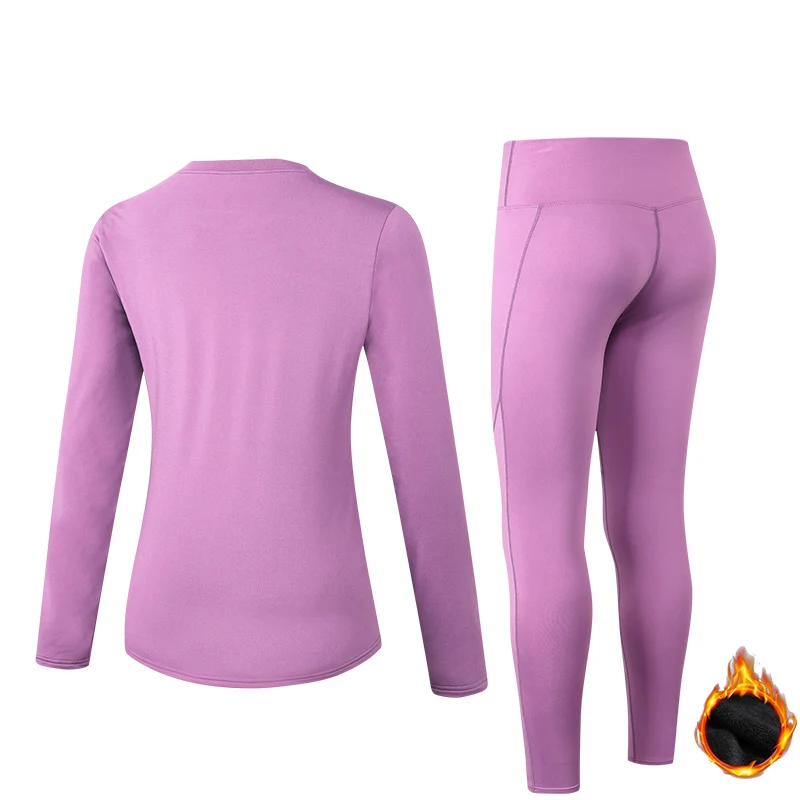 2020 Winter Warm Fleece 2Pcs Sport Suit Women Gym Fitness Quick Dry Stretch Yoga Running Set Sportswear Workout Tracksuit Custom