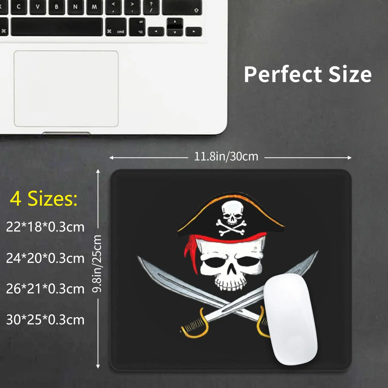 Jolly Roger Mouse Pad DIY Print Jolly Roger Pirate Pirate Flag Skull Saber Cap Swords Pirate Captain