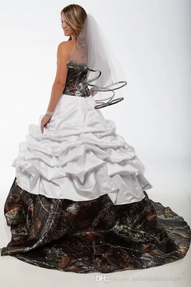 A-line Camouflage abiti da sposa Camo Lace Appliques abiti da sposa perline paillettes Custom Princess Camouflage Vestidos